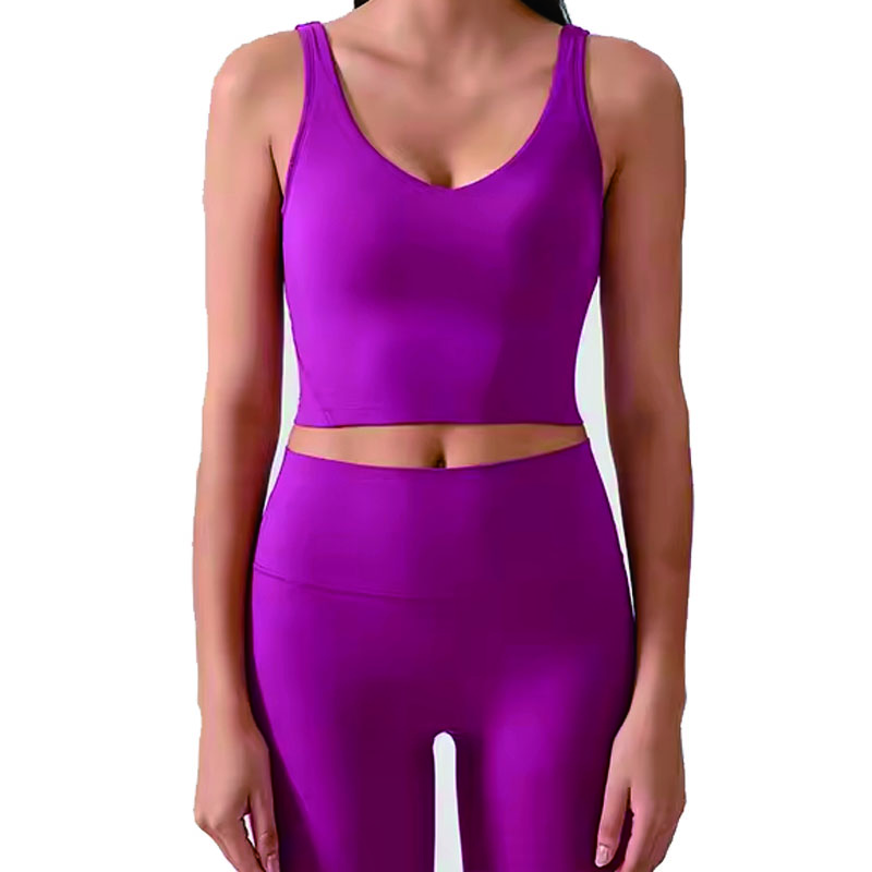 Women's Yoga Set High Strength Sports Bra Chest Pad Beautiful Back Running Top Color Fitness Yoga Vest Shorts