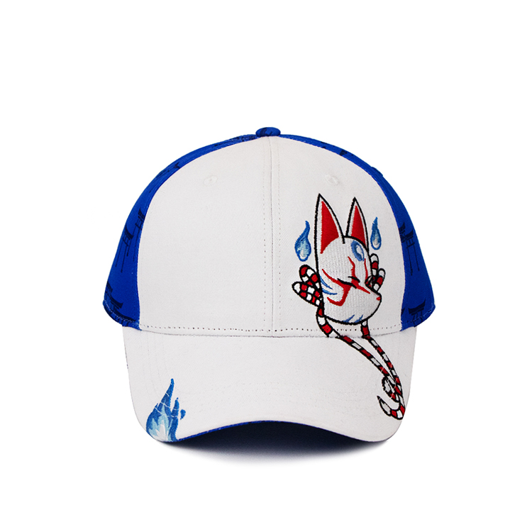 Customized Baseball Caps With Embroidered Logo On The Front Of The Brim , Fox Masks With Embroidered Logo