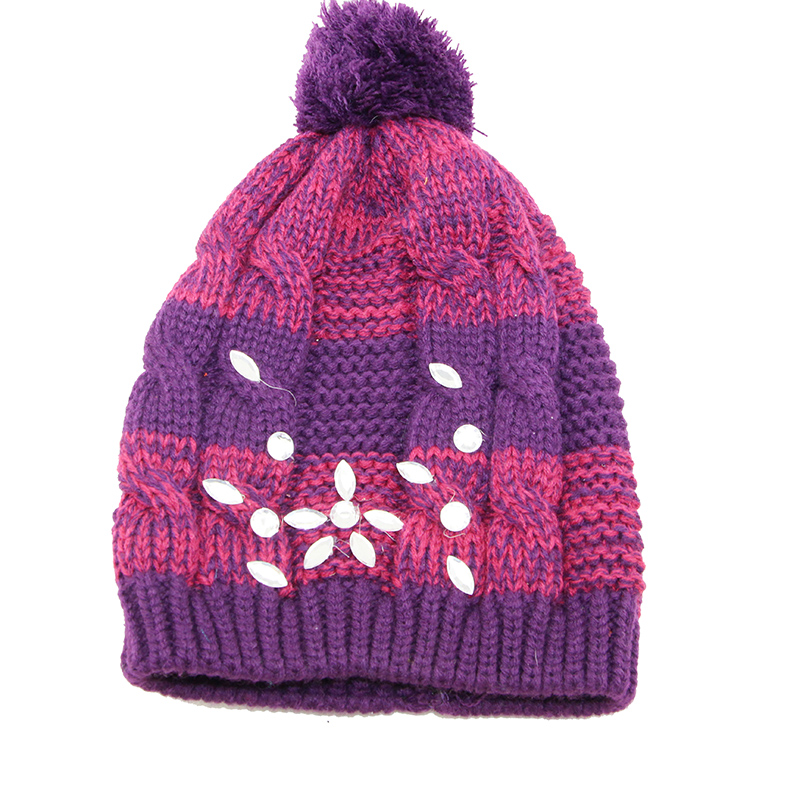 Jacquard Knitted Hat, Pompom Knitted Hat