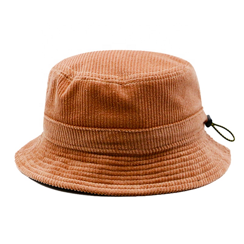 Factory Custom Design High Quality Corduroy Bucket Caps Adjustable String Corduroy Bucket Hats