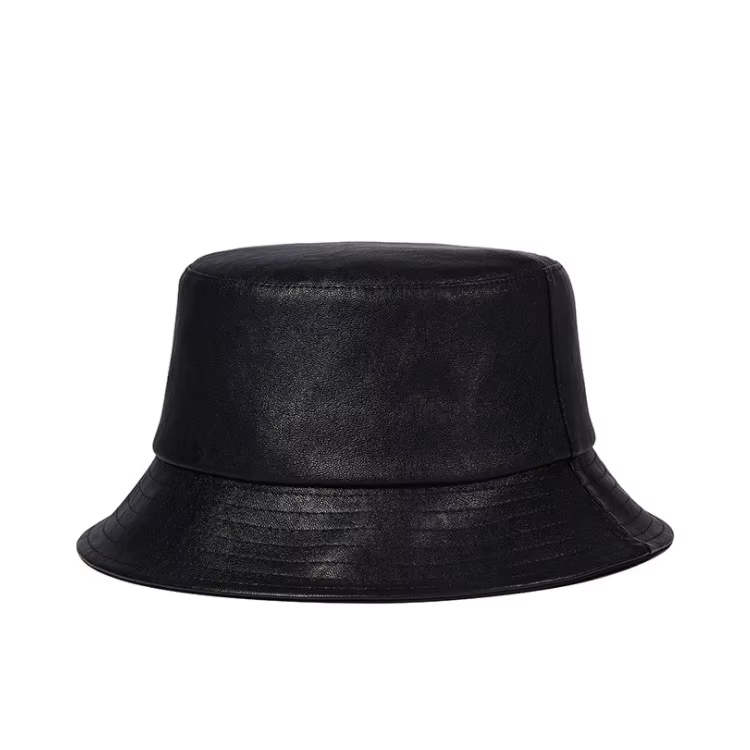 Trendy Fashion Designer Blank Men Cap Quality Leather Bucket Hat
