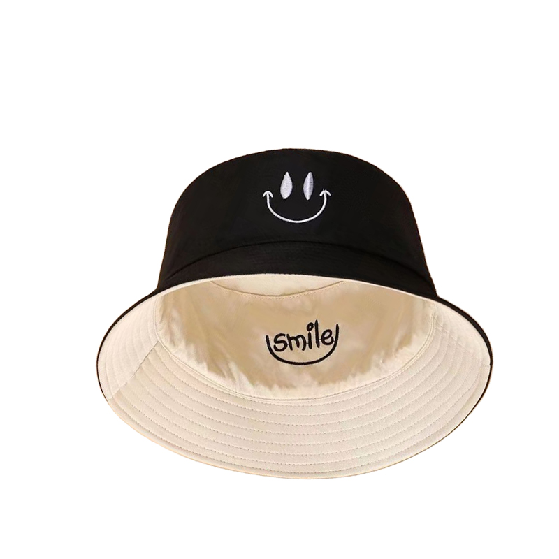 Double Sided Reversed Embroidery Custom Logo Shade Simple Cotton Sports Bucket Hat